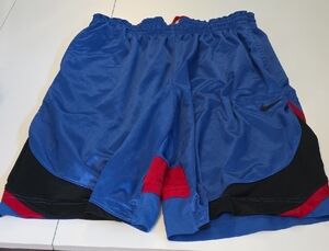 Nike Men's Blue Athletic Basketball  Shorts with Black and Red Accents
